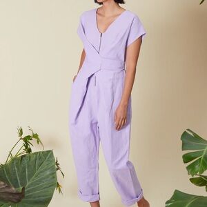 Lilac V-Neck Wrap Waist Jumpsuit